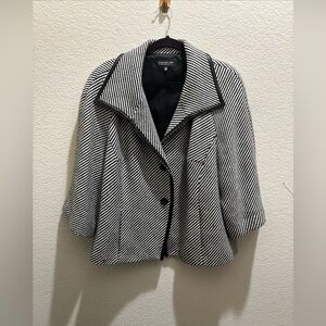 Jones New York Black and White Striped Blazer